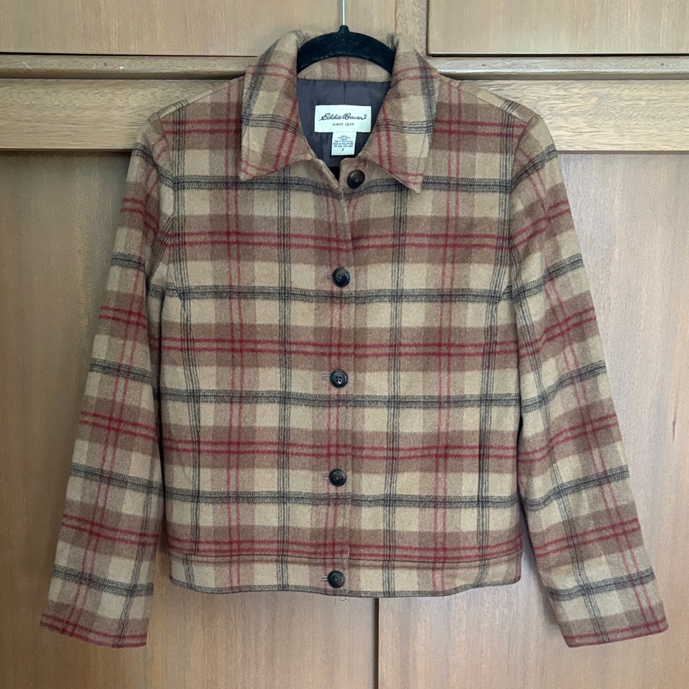 Eddie Bauer Women's Checkered Jacket - Red and Tan